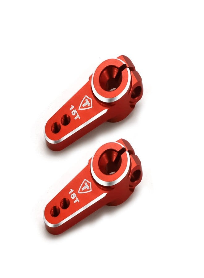 ذراع سيرفو TREAL SCX24 15T لسيرفو EMAX، ذراع سيرفو من الألومنيوم 7075 (قطعتان) متوافق مع Axial 1/24 SCX24 (أحمر) - Image 1